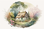 Spring Cottage Watercolor Collection, a Seasonal Illustration by OREJE (Thumbnail 10 of 17)