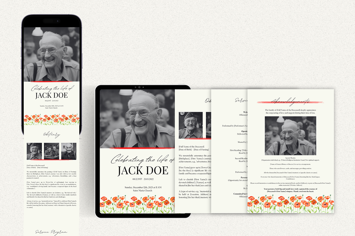 Funeral Program Template I Canva, an Invitation Template by The Social Stuff (Photo 6 of 10)