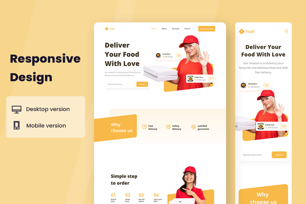 Food Delivery Web Design, a Wireframe Template by INSPR STD (Photo 5 of 6)