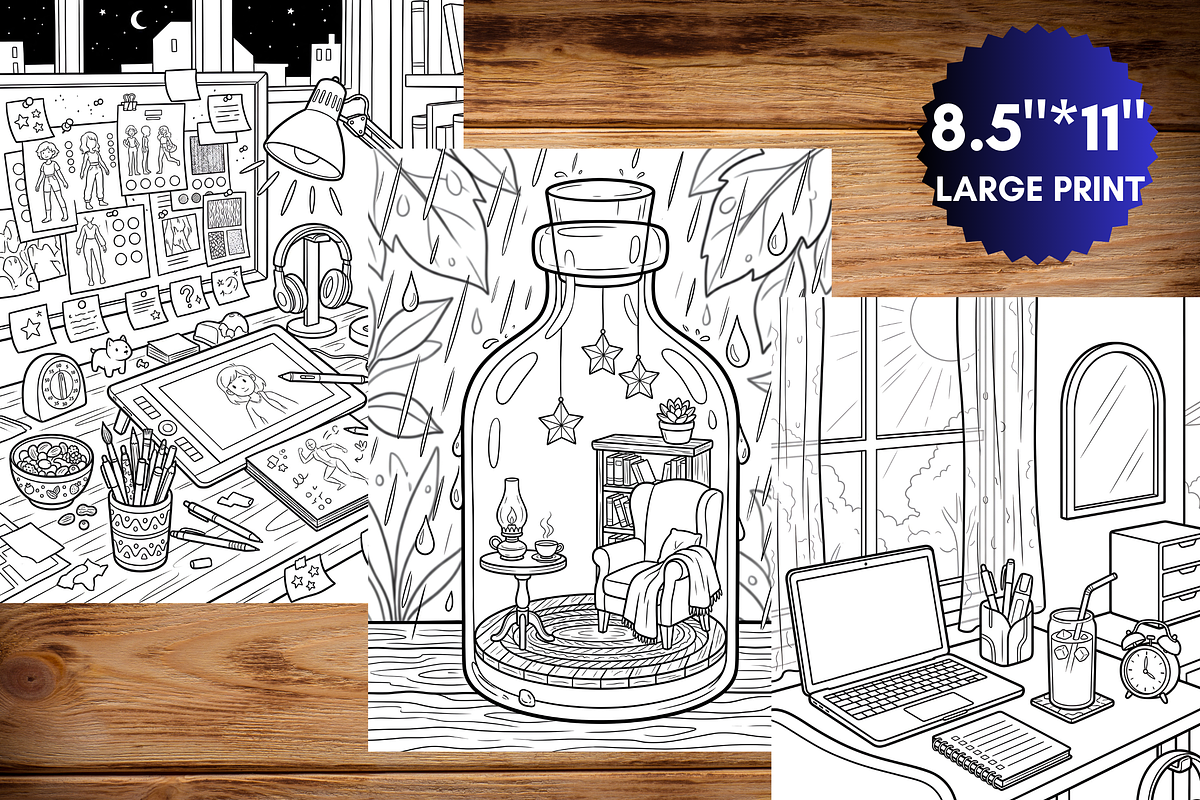 Book Lover Adult Coloring Pages, a Brochure Template by LA Design (Photo 6 of 7)