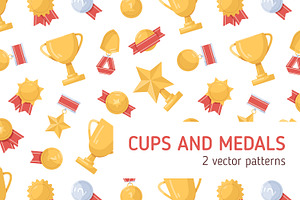 Cups and medals seamless patterns, a Pattern Graphic by Good Studio