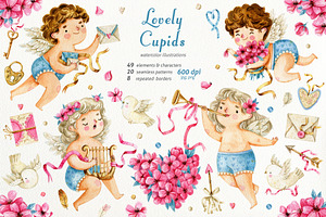 Valentine's Day Cupids and Doves