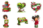 quirky valentine girl clipart bundle, an Illustration by CreationArt (Thumbnail 5 of 5)