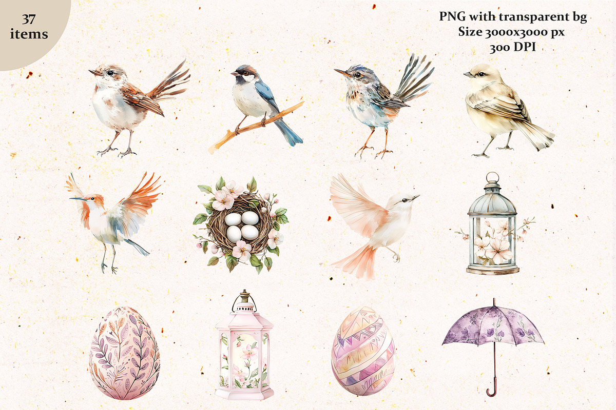 Boho Spring Easter Clipart Set, a Seasonal Illustration by IrenKlm (Photo 4 of 6)