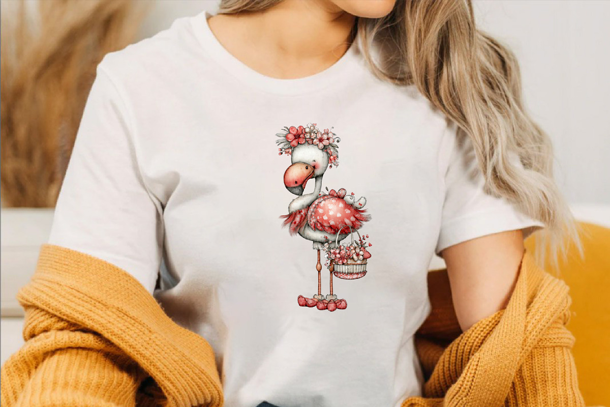 Whimsical Valentine Flamingo Clipart, an Illustration by SVGArt (Photo 2 of 8)