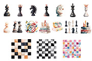 Watercolor Chess Clipart Bundle, a Sport Illustration by InkyQueenArt (Thumbnail 4 of 5)