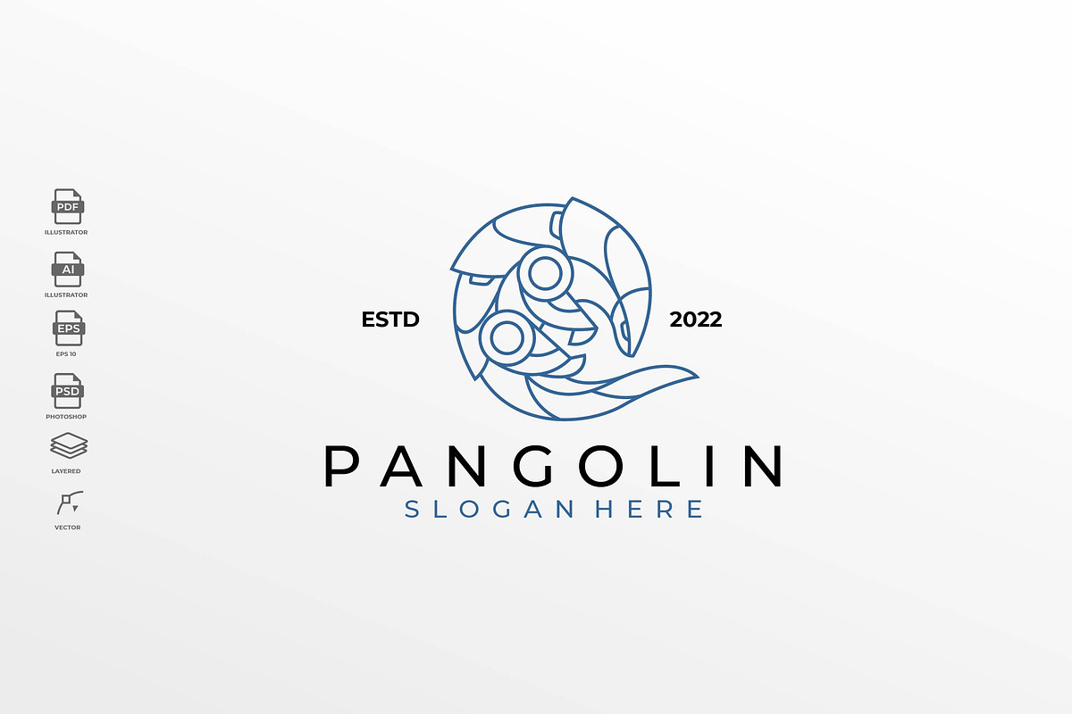 Lineart Pangolin Armadillo Tattoo, a Branding & Logo Template by Rupture