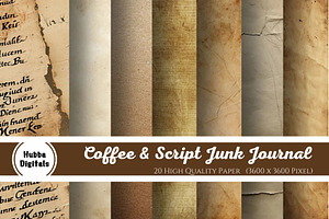 Coffee & Script Junk Journal, an Illustration by HubbaDigitals
