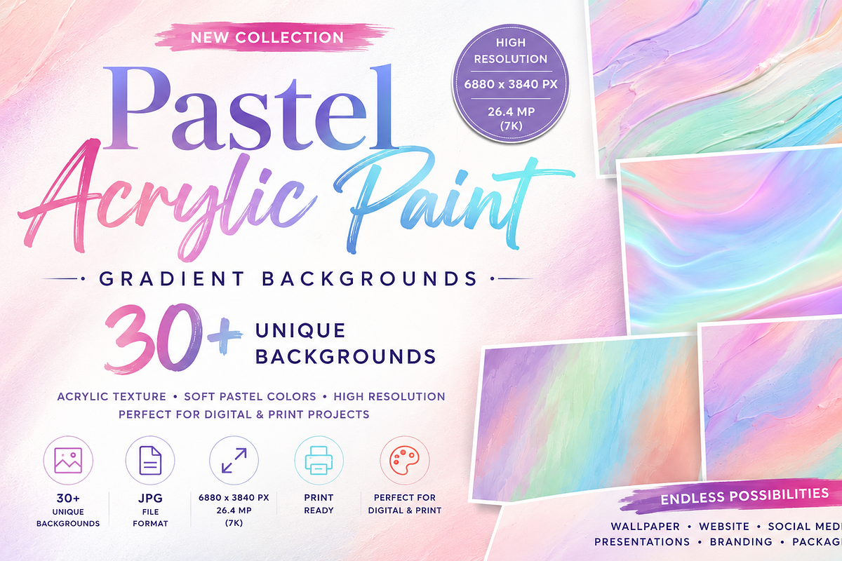 Pastel Acrylic Paint Gradient, a Background Graphic by Rizenight (Photo 1 of 6)