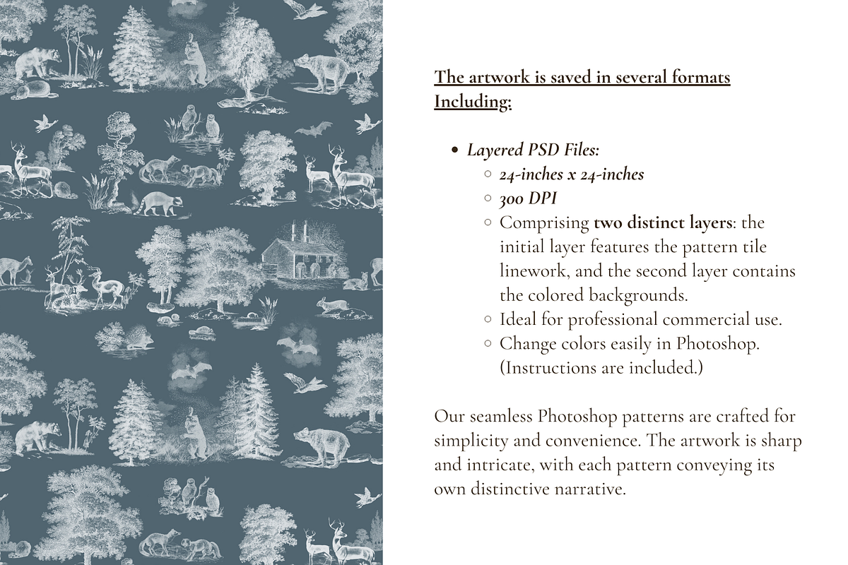 Woodland Toile de Jouy Pattern, a Pattern Graphic by Hughes Studio (Photo 5 of 7)