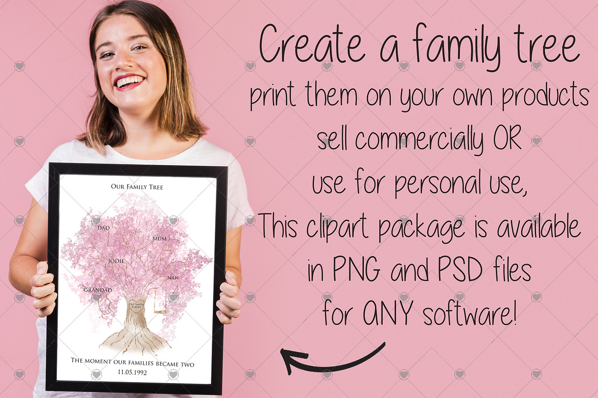 Tree, family tree, Trees,, an Illustration by CommercialCliparts (Photo 4 of 4)
