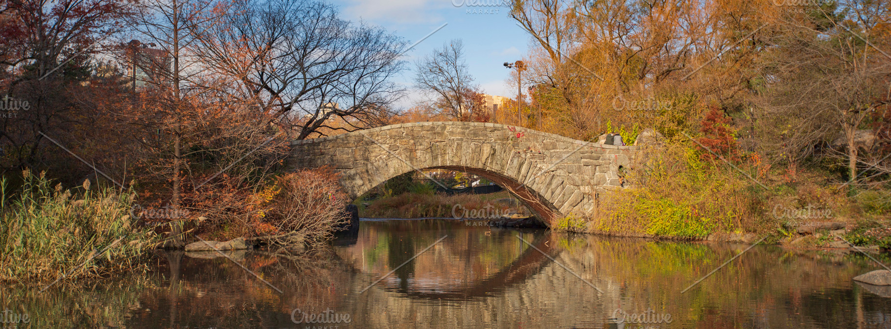 Close up of historic Gapstow Bridge with circular reflection in, a Photo by Pictures for you!!!!!!!!!