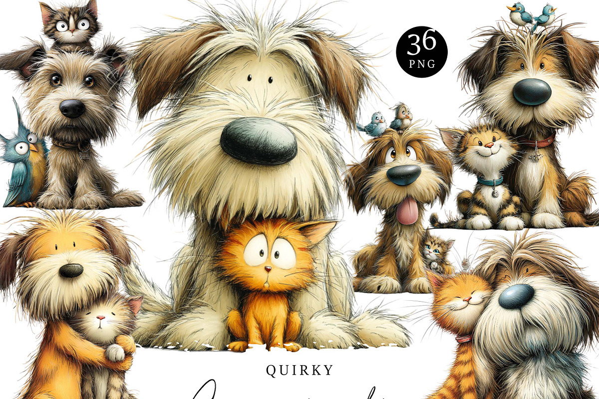 Quirky Dog and Cat Friendship, an Animal Illustration by Design Scotch (Photo 1 of 9)