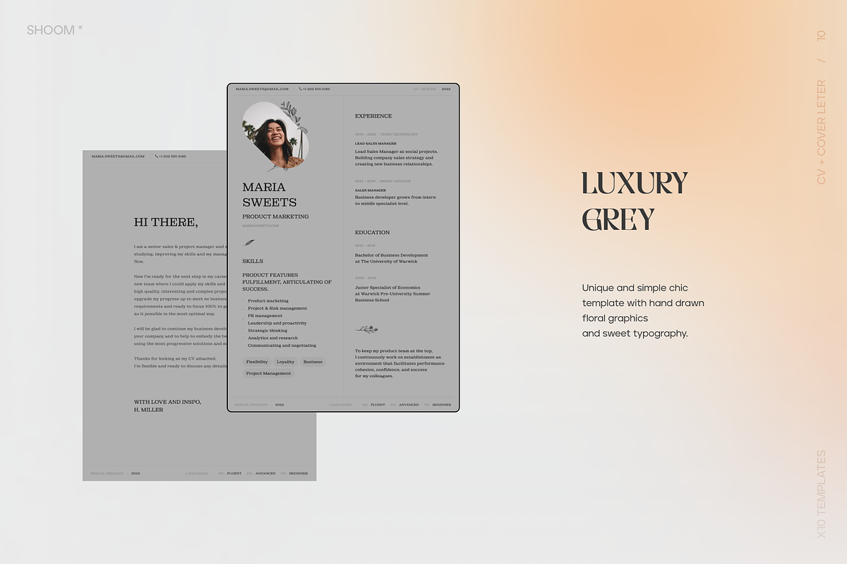 Modern Resume Bundle: 10 PRO Themes, a Resume Template by SHOOM HOUSE (Photo 11 of 13)