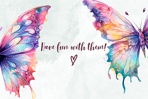 Fantasy Butterflies Watercolor PNG