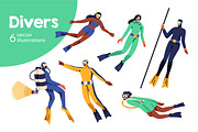 Divers set. Underwater scuba diving, a Person Illustration by Good Studio (Thumbnail 1 of 5)