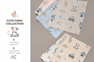 Farm Animals & Tractor Pattern Set
