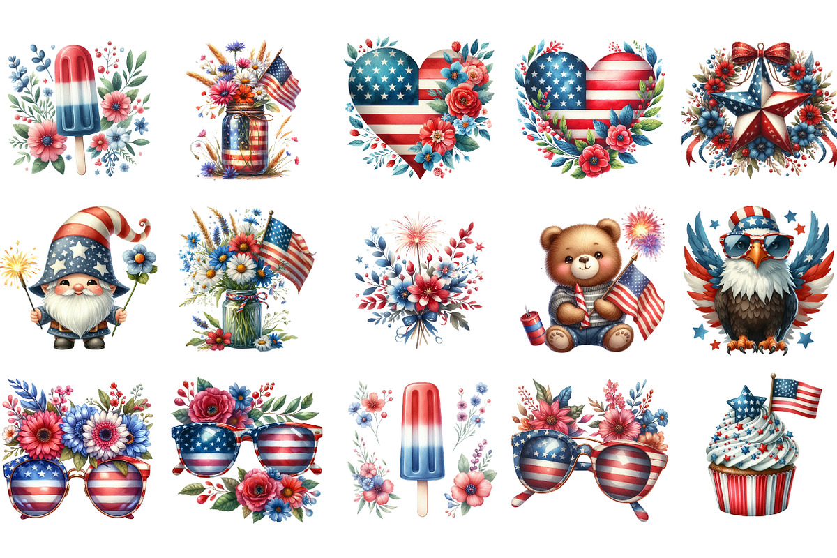 4th of July Sublimation Clipart Bund, an Illustration by DreamArtGraphic (Photo 3 of 4)