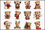 Christmas Teddy Bear Clipart, an Illustration by Sublimation Artist (Thumbnail 3 of 6)