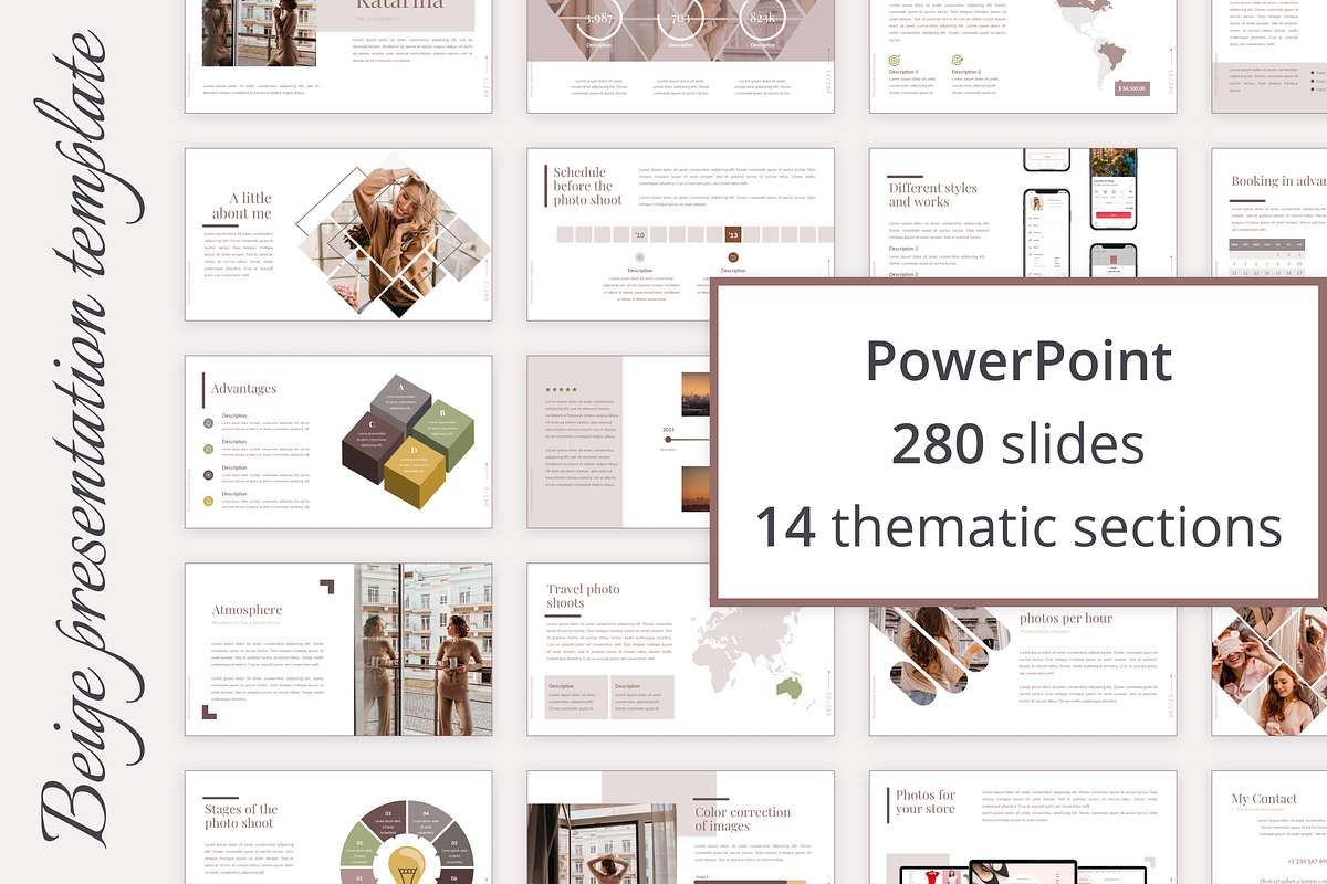 Beige presentation template, a Presentation Template by KaluginaWEB (Photo 1 of 10)