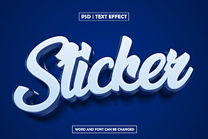 Glossy blue and white 3d sticker, a Layer Style Add-On by AP Market