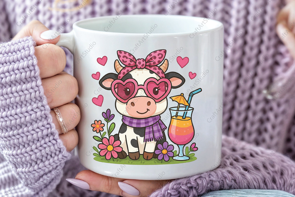 Highland Cow and Flowers PNG, an Illustration by CraftArtStudio (Photo 2 of 4)