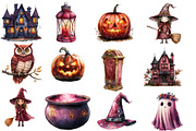 Watercolor Burgundy Halloween Clipar, an Illustration by Designworld (Thumbnail 4 of 5)