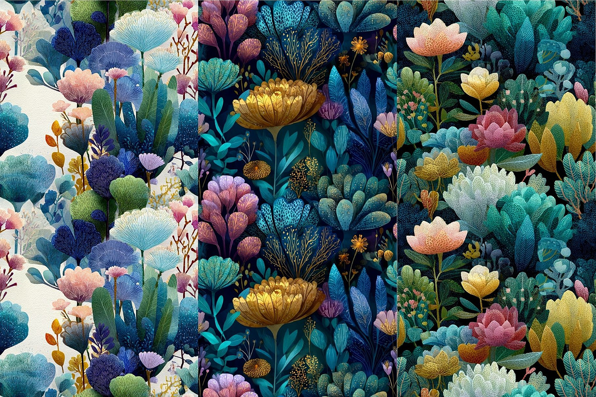 12 Blooming Reef Seamless Patterns, a Pattern Graphic by Inknfolly (Photo 3 of 7)