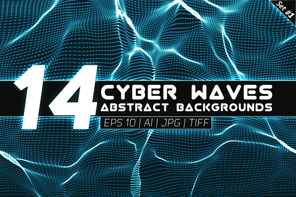 14 Abstract Cyber Waves Backgrounds preview 5