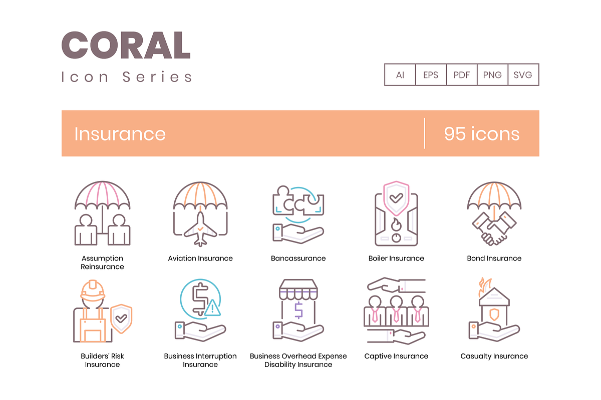 95 Insurance Icons - Coral Series, an Icon by Flat Icons (Photo 1 of 9)