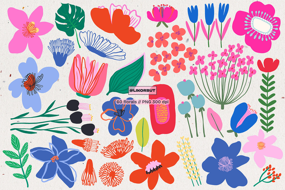 Flower Market Naive Abstract Blooms, a Decorative Illustration by likorbut (Photo 3 of 12)