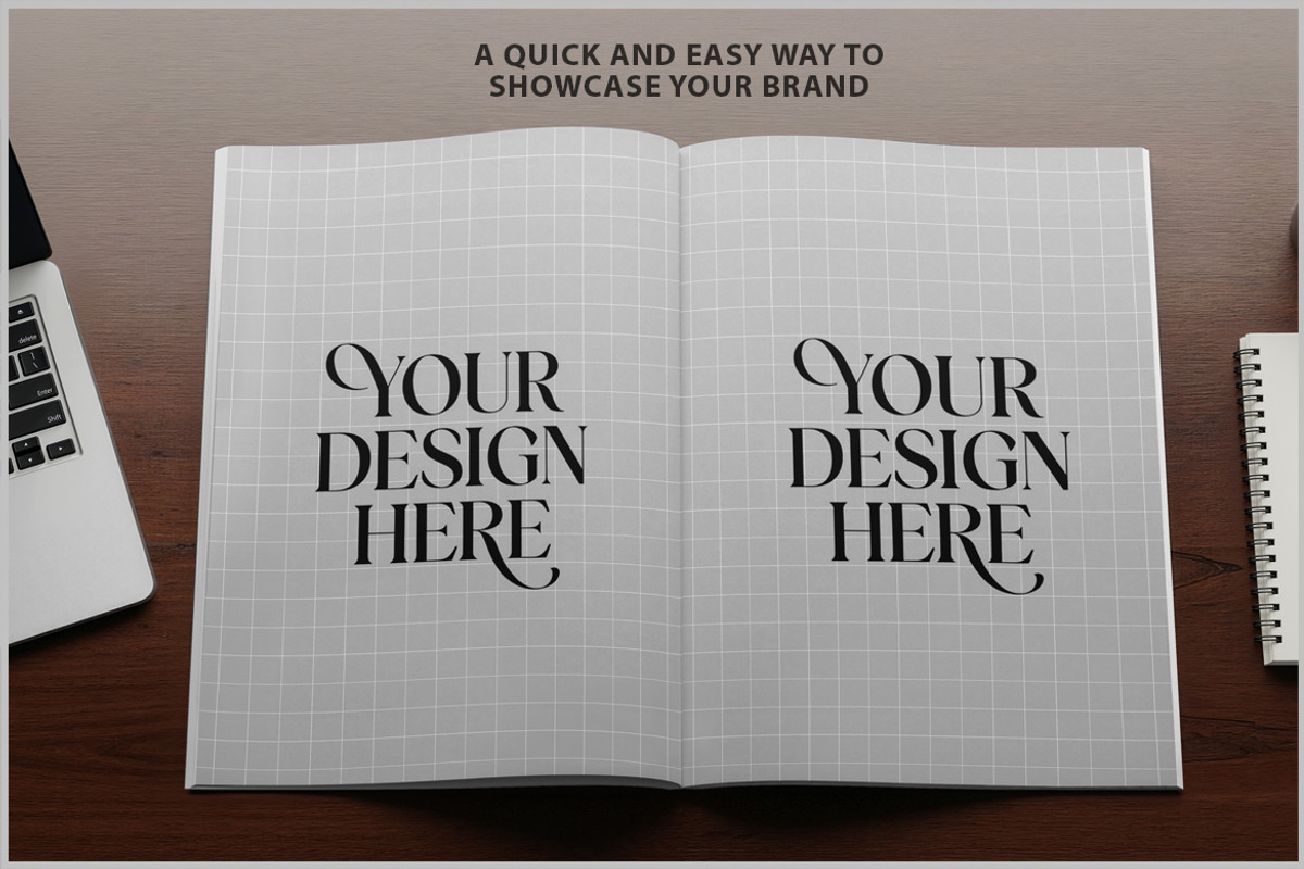 Open Notebook On Wooden Desk PSD, a Product Mockup by Bruno's Shop (Photo 2 of 4)