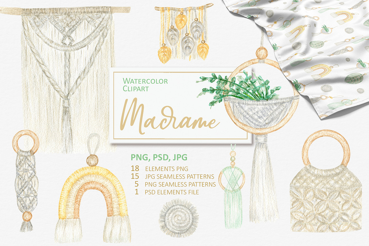 Macrame Boho Watercolor Clipart, an Object Graphic by svetlanaARTdreams (Photo 1 of 11)