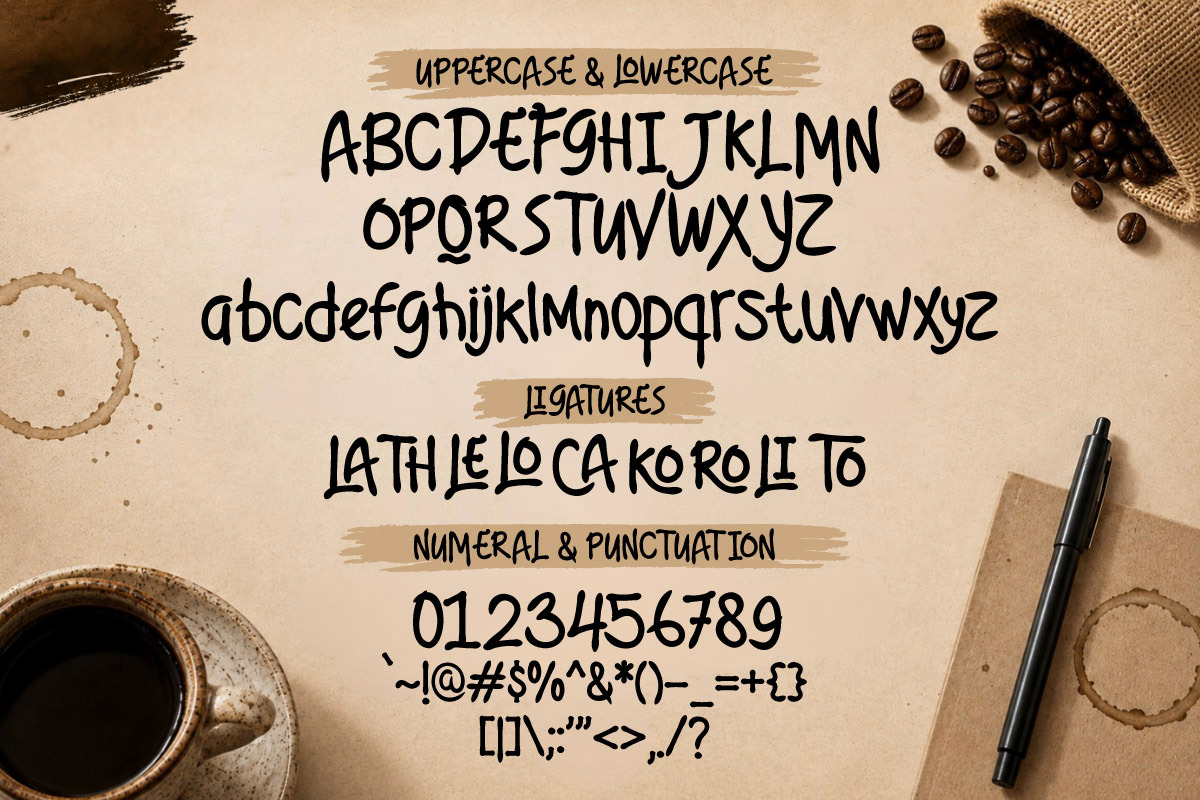 Laras Faleko - Brush Coffee Display, a Handwritten Font by trabaskriya (Photo 10 of 10)
