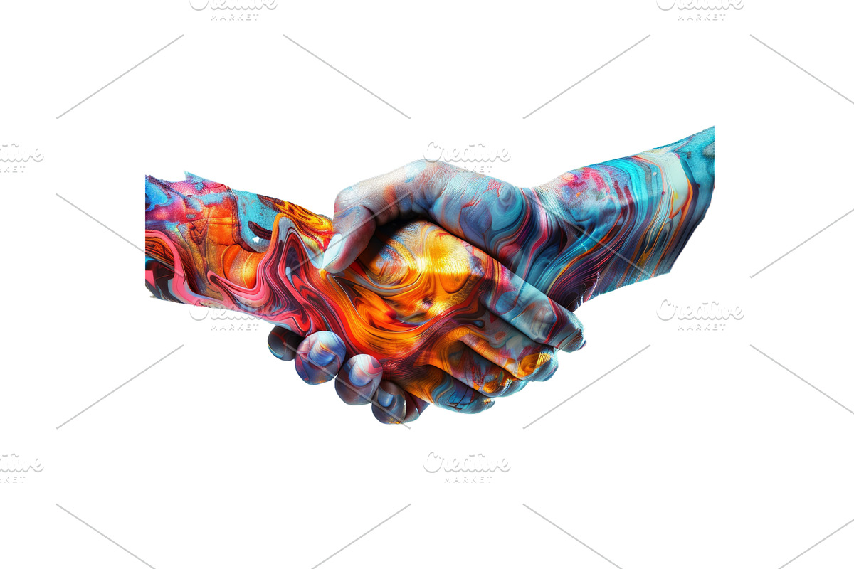 Artistic rendering of a handshake, an Illustration by Ylivdesign