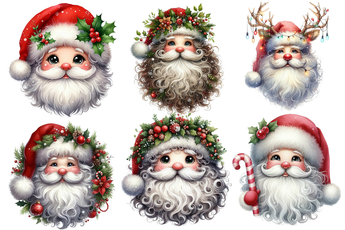 Watercolor Quirky Santa Claus Clipar, an Illustration by Designworld (Photo 2 of 5)