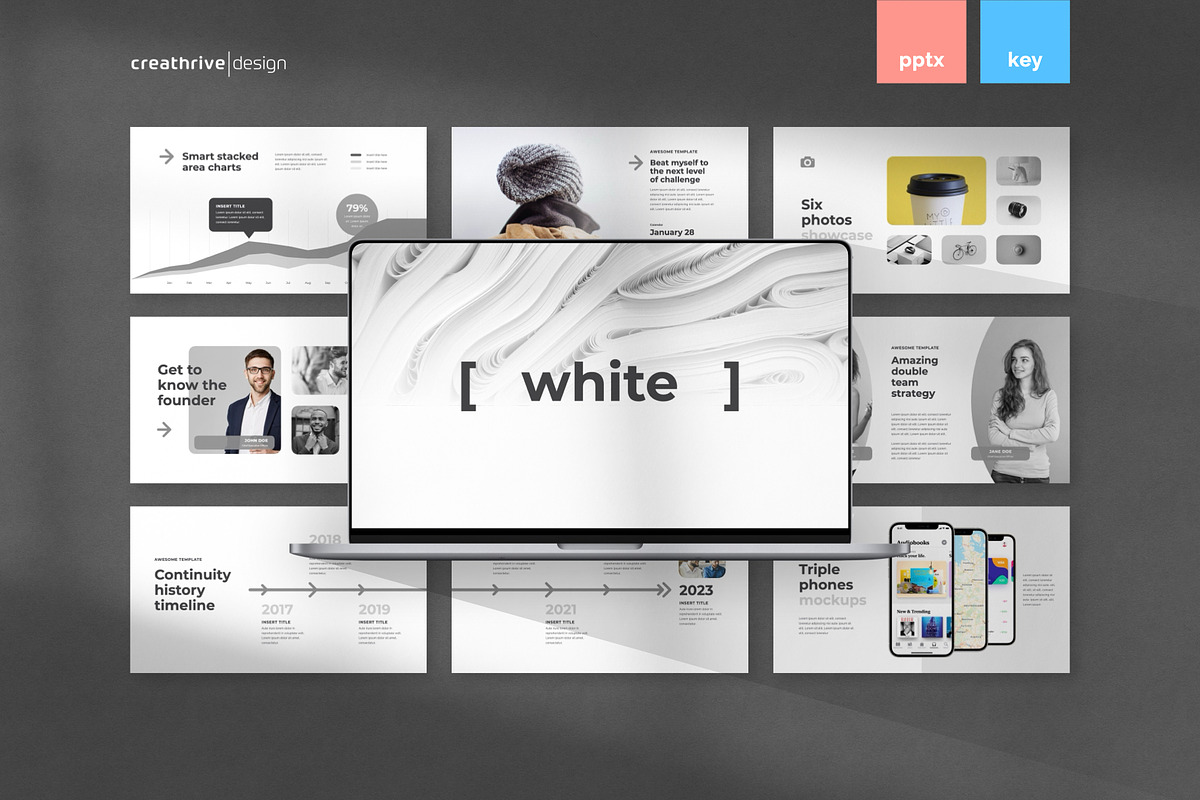 White Animated PowerPoint Template, a Presentation Template by Creathrive Design (Photo 1 of 11)
