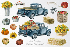 Autumn Apple Harvest Truck Clipart