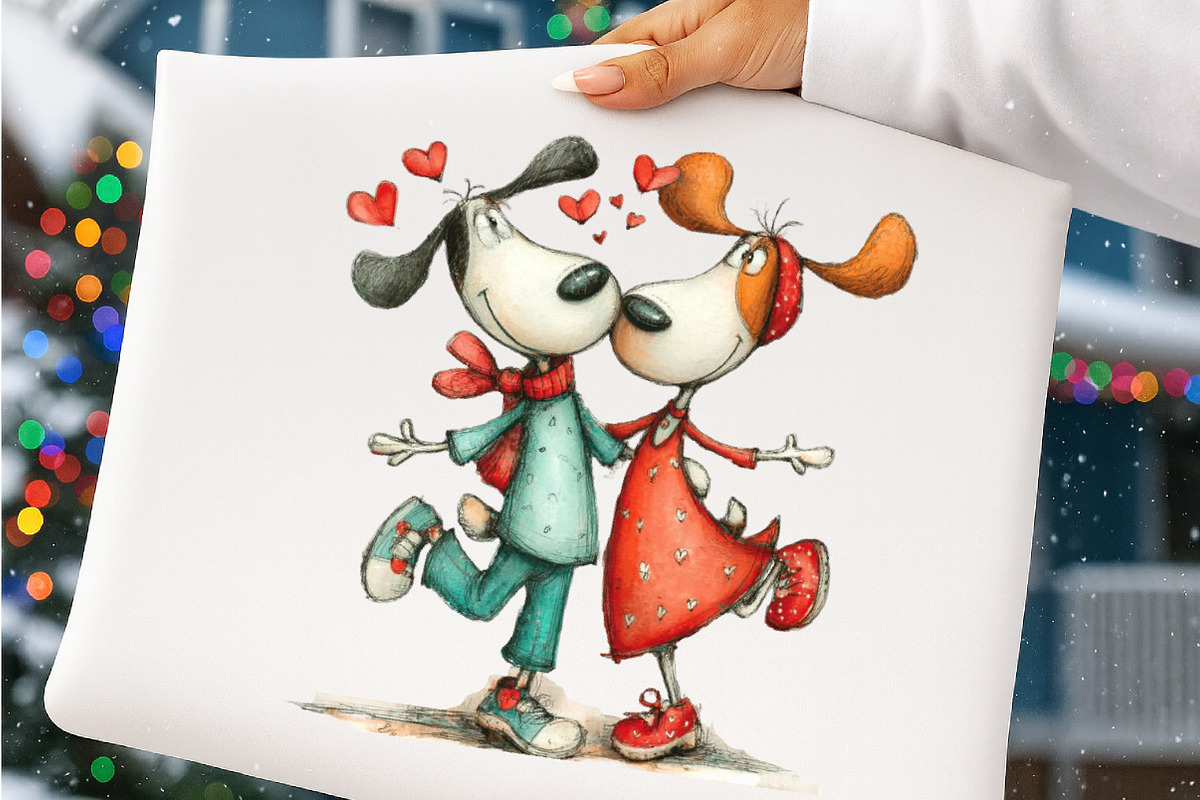 Whimsical Valentines Day Dog Clipart, an Illustration by SinaCreation (Photo 6 of 11)