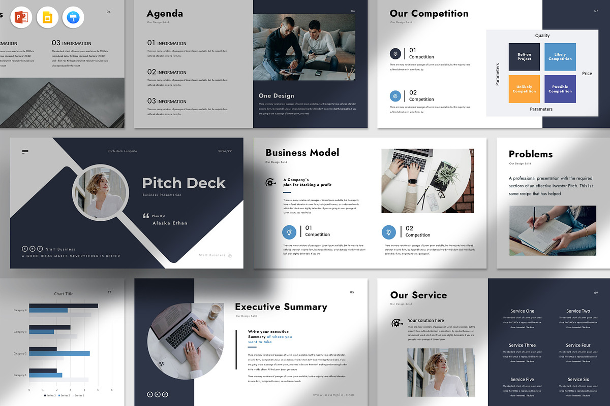 Pitch Deck Presentation Template, a Presentation Template by Dream-Lab (Photo 1 of 9)