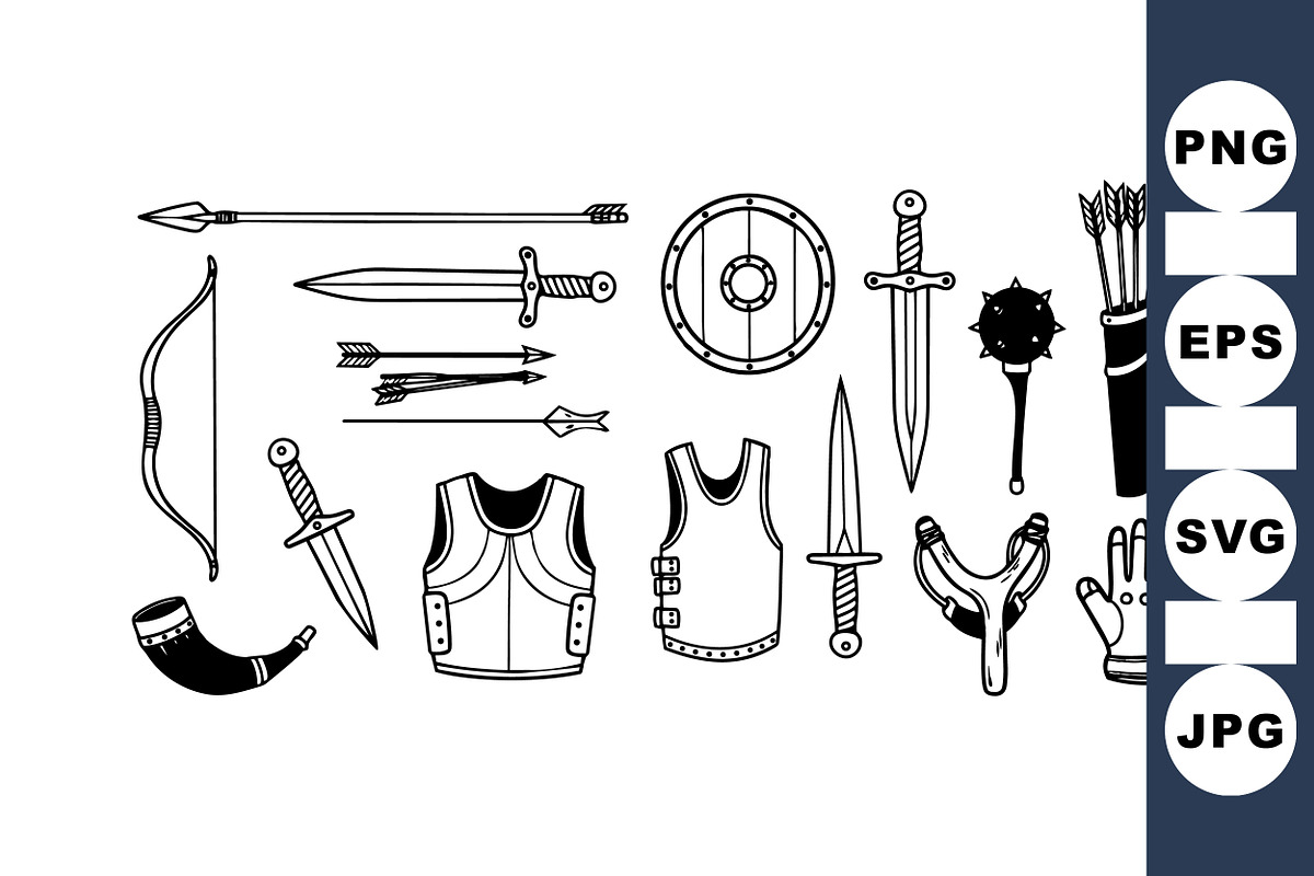 Medieval Weapon And Armor Clipart, an Illustration by designvectx (Photo 1 of 3)