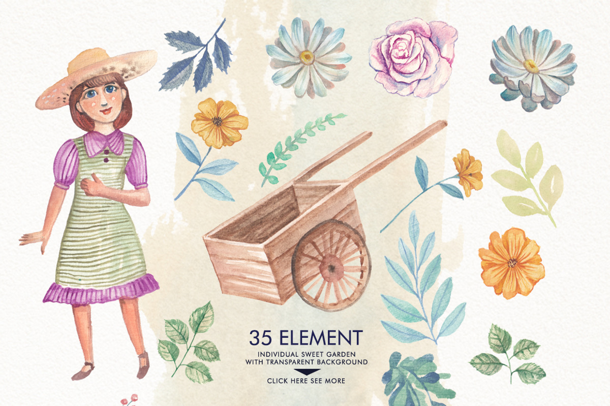 Watercolor Sweet Garden, an Illustration by Graphobia (Photo 2 of 9)
