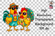 10 Rooster and Hen Beach PNG Bundle, an Illustration by Clipart Bloom (Thumbnail 8 of 11)