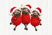Whimsical Christmas Sheep Clipart, a Seasonal Illustration by fashionaddict (Thumbnail 5 of 11)