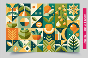 Vibrant geometric citrus pattern, an Illustration by Tanuart