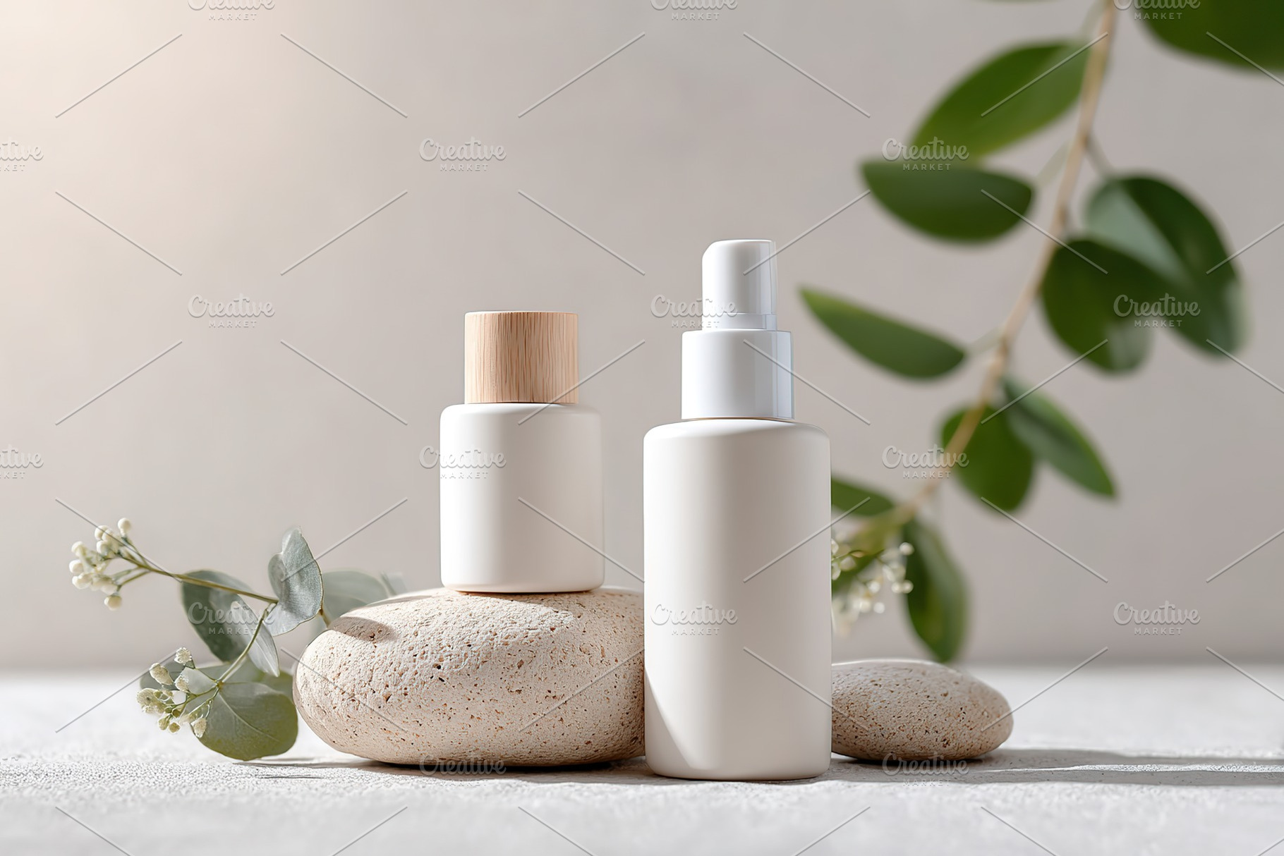 Cosmetic packaging mockup featuring minimalist design with natural elements, a Beauty & Fashion Photo by AlyaAnd