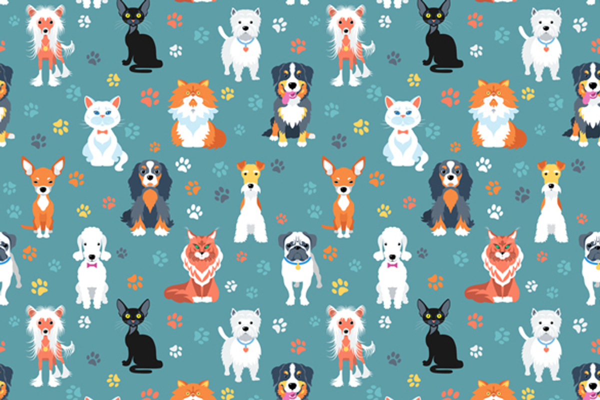 3 seamless backgrounds with pets, a Pattern Graphic by kavalenkava