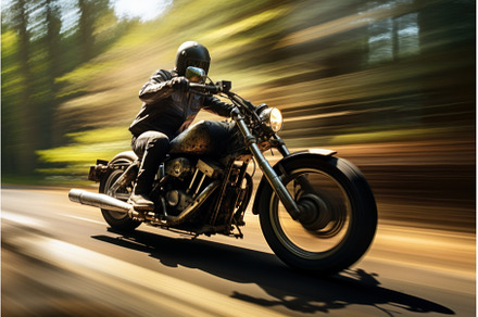 Motorcycle speeding. Generate Ai, a Sports & Recreation Photo by Ylivdesign