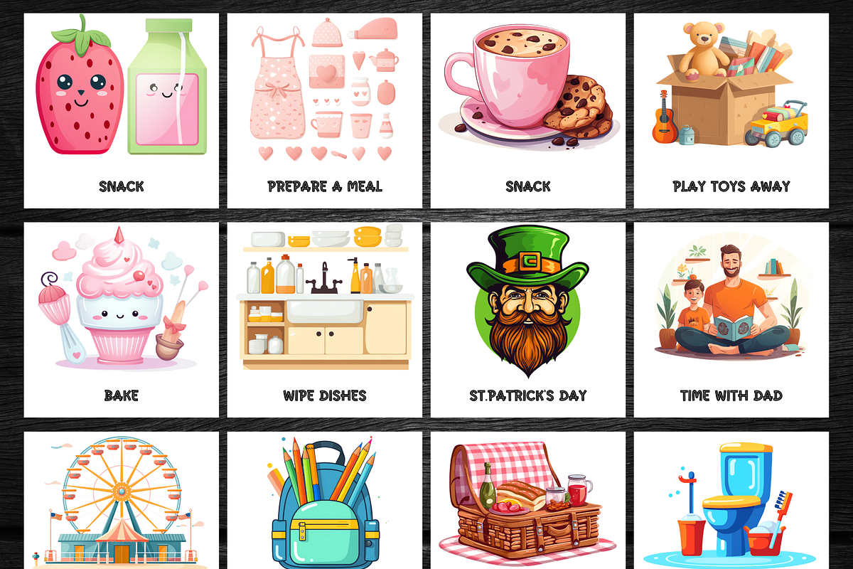 Editable Kids Daily Routine Cards, a Card Template by LA Design (Photo 7 of 12)