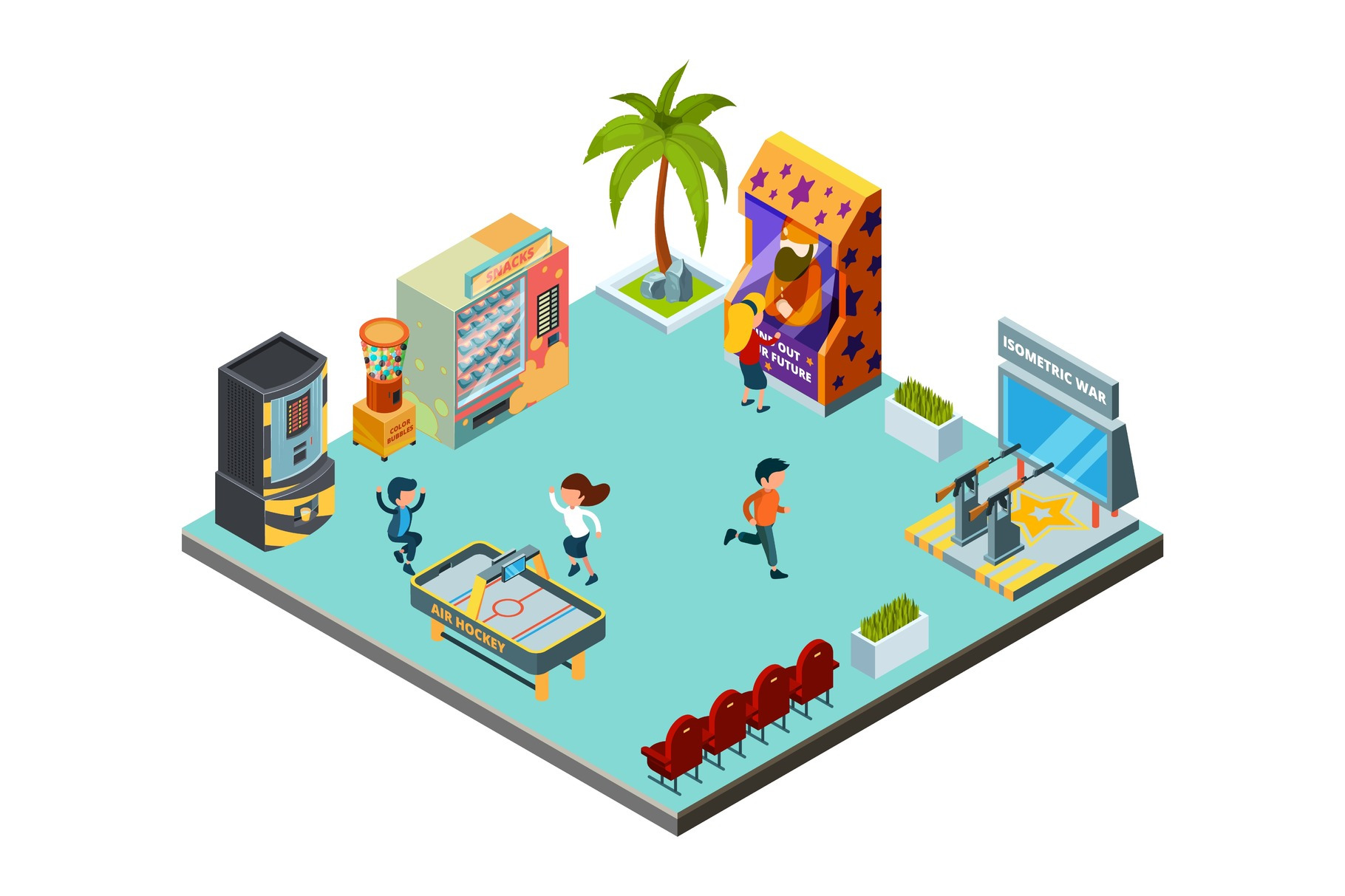 Game zone concept. Game center, kids | Background Graphics ~ Creative ...